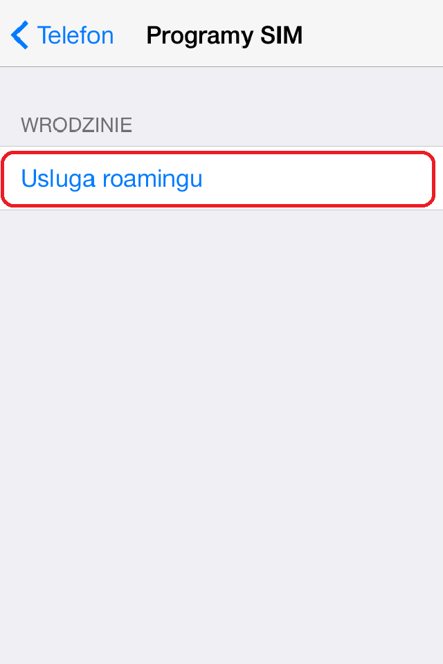 Przy wRodzinie kliknij Usługa roamingu